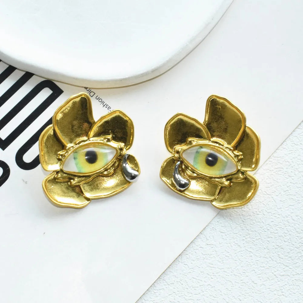 Baroque Style Vintage Resin Big Eyes Dangle Earrings For Women