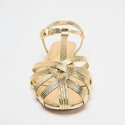 Gold Flat Sandals Women
