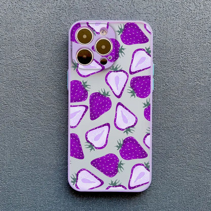 Fruit Lemon Strawberry Blueberries Phone Case For iPhone 16 15 14 11 Pro Max 12 13 Mini Pro Max XS XR X 7 8 15 14 Plus SE2 Funda