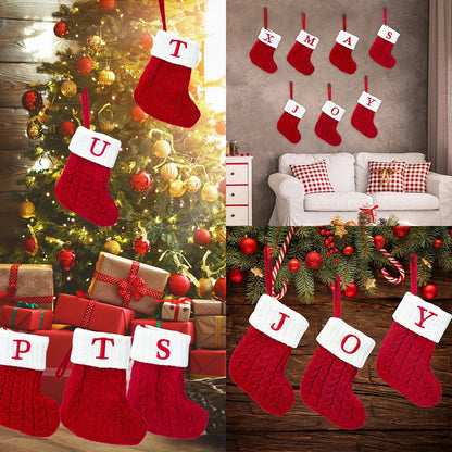 Christmas Socks Knitting Snowflake Letter Stocking Christmas Decoration 2025 For Home