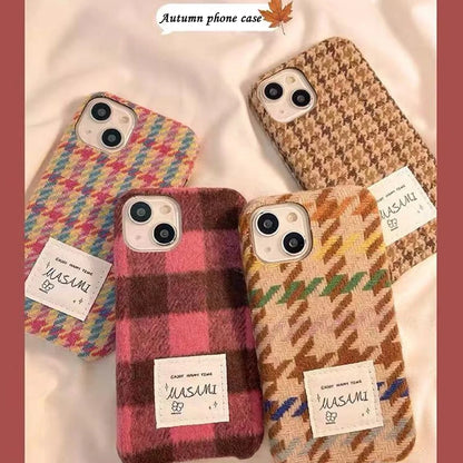 Per iPhone 15 Ins Creative Autumn Gentle Ladies Woven Phone Case per iPhone 14 13 12 Pro Colorful Lens Cover