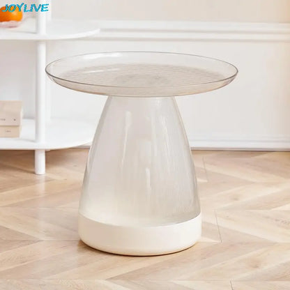 Round Table Plastic Coffee Table Sofa Side Table Simple PET Coffee Table for Home Use Living Room Decoration