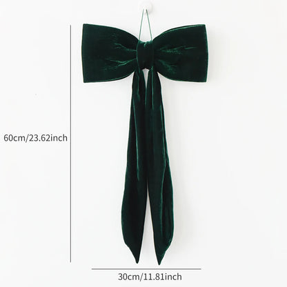 Christmas long velvet bow ornament for Christmas decoration Elegant bow design for tree and home decoration