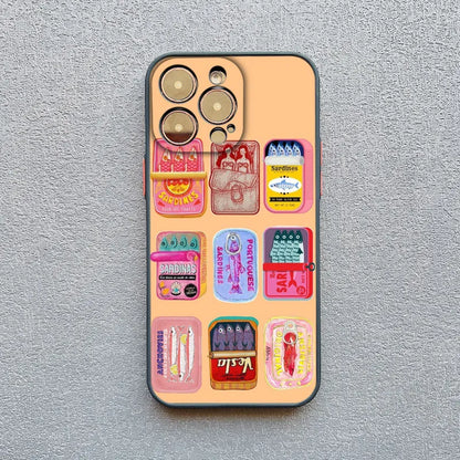 Fish Funny Sardines Phone Case For iPhone 17 14 13 12 Mini 11 Pro Max 16 15 Pro Max Plus XR XS X Matte Shockproof Back Cover