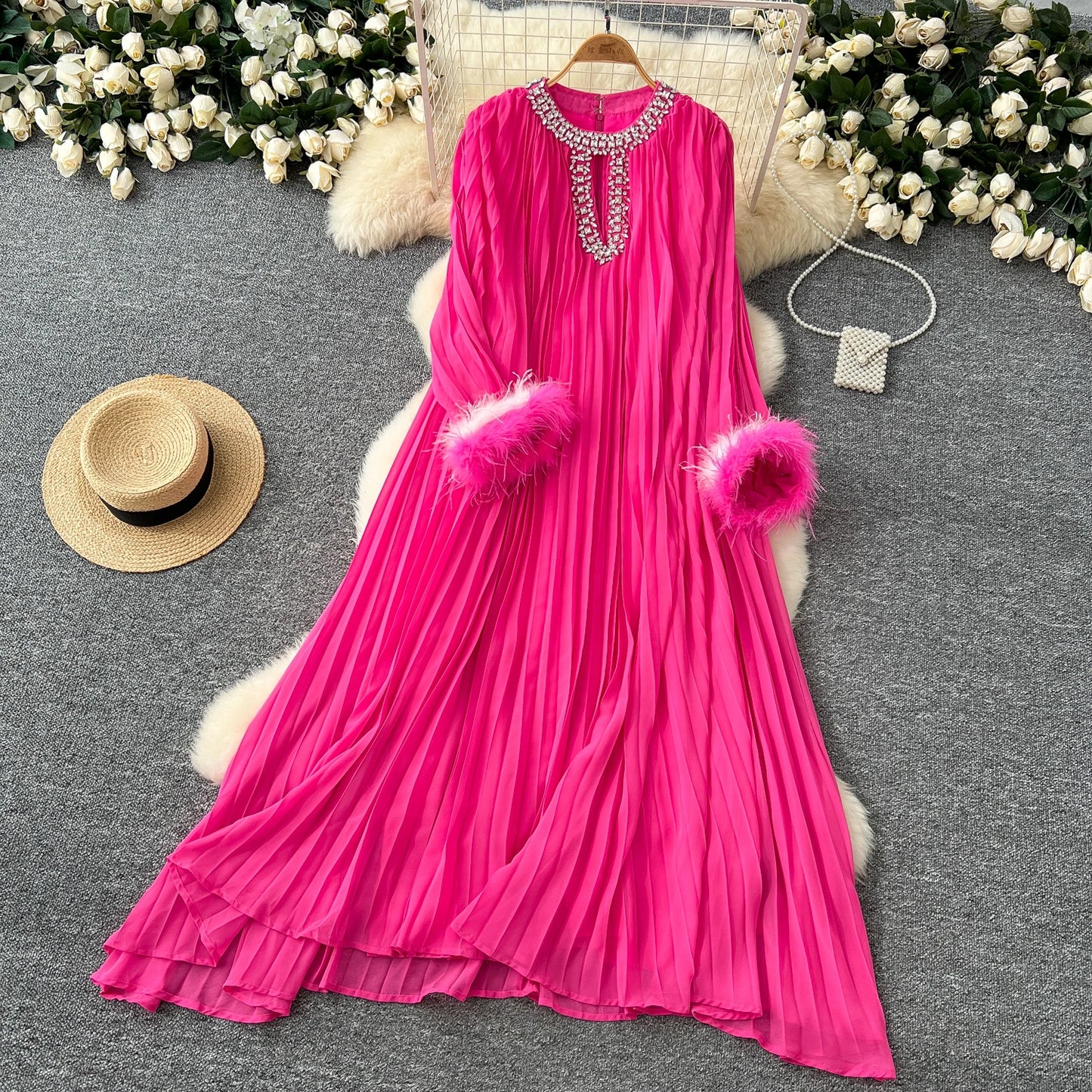 Elegant Loose Dress Women Long Sleeve Casual Dress