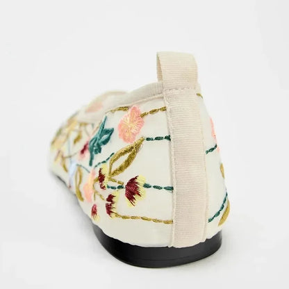 Ballet Flats Shoes Women Embroidery Flower
