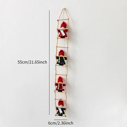 Christmas Wool Felt Figurine Old Man Climbing Ladder Decoration Pendant for Christmas Tree
