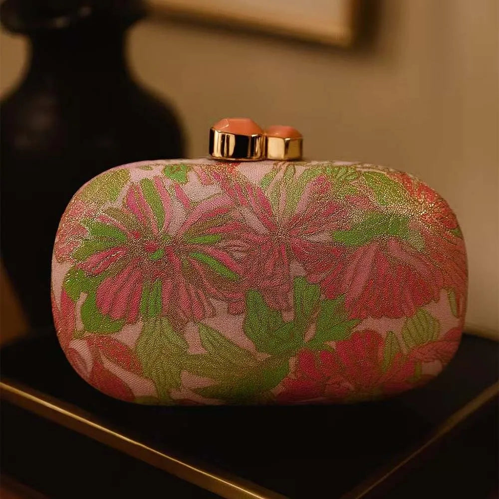 Women Vintage Flower Clutch Bag