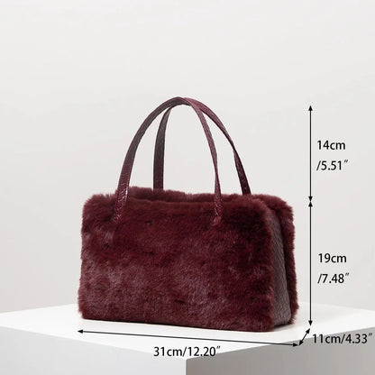 Fur Purse Work Bag Women