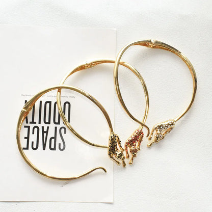 Exaggerated Rhinestone Leopard With Metal Alloy Chunky Choker Necklace For Women