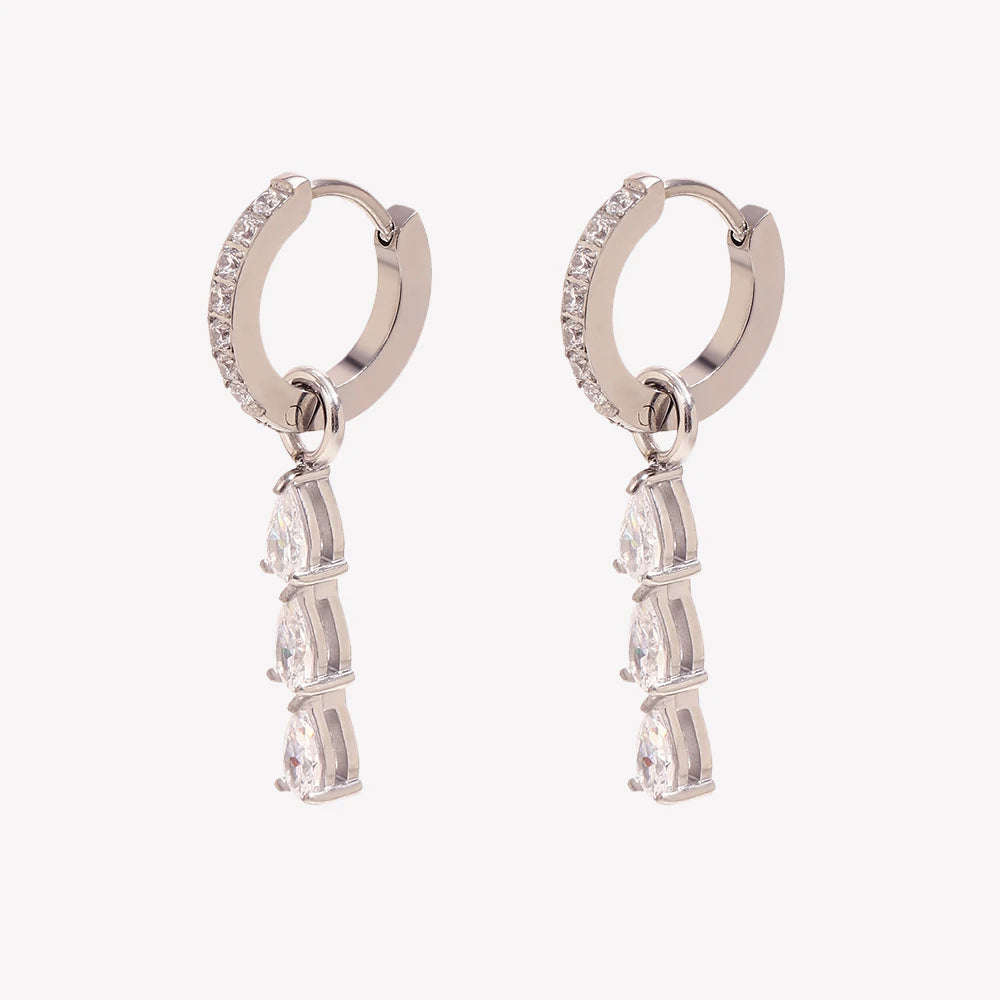 Minimalist Water Drop CZ Hoop Earrings Stainless Steel 18k Gold Plated Women's Earrings High Quality Earring Jewelry