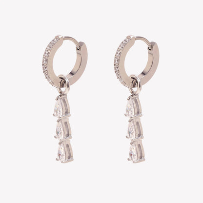 Minimalist Water Drop CZ Hoop Earrings Stainless Steel 18k Gold Plated Women's Earrings High Quality Earring Jewelry