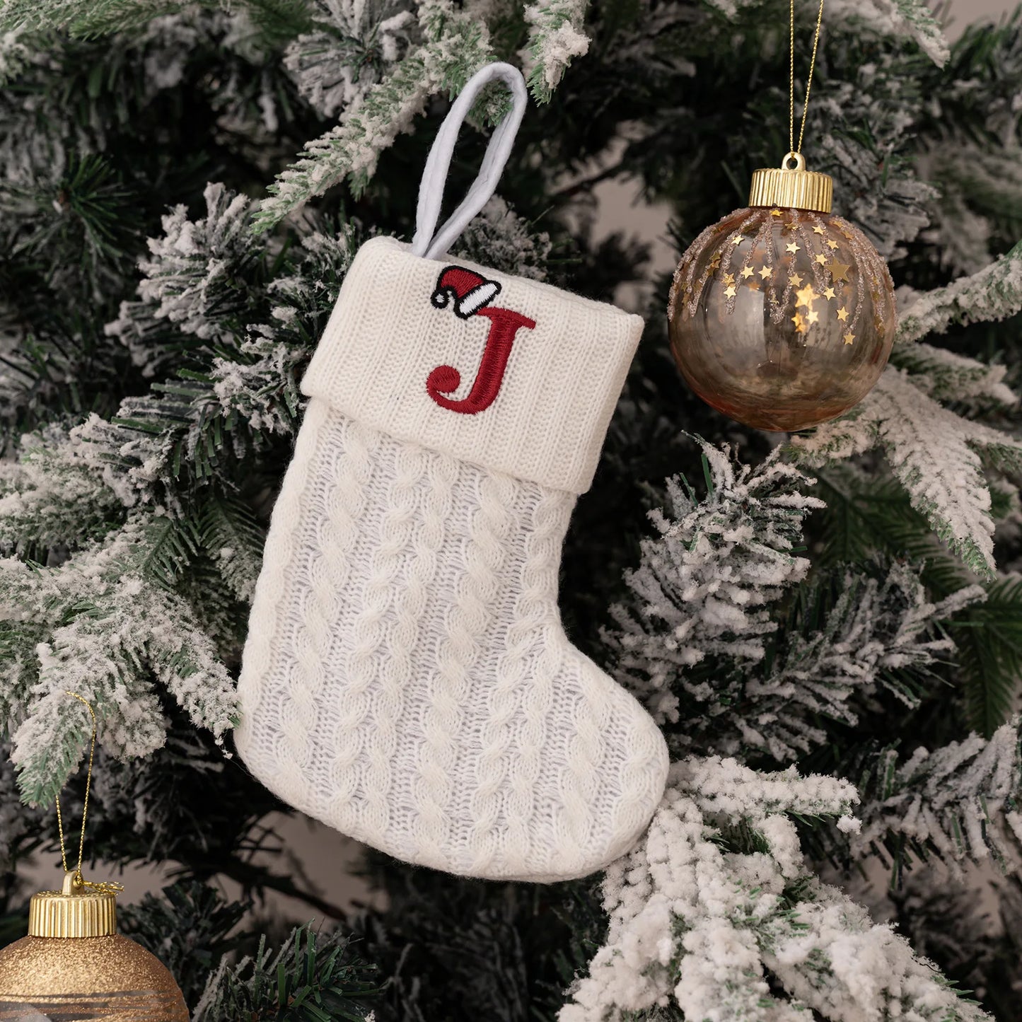 1PC A-Z Letter Hanging Christmas Stockings Knitted Socks Christmas Tree Hanging