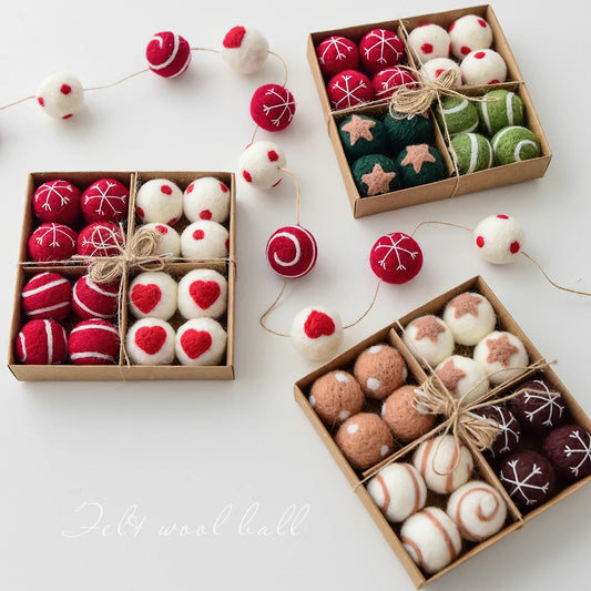 1 Box/16pcs Christmas Wool Balls Hanging Decorations Christmas