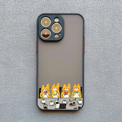 Stacked Cat Phone Case for iPhone 16 15 14 13 12 11 Pro Max 13 12 Mini X XR XS 7 8 Plus Matte Cover Girls Cute Gifts Phone Shell