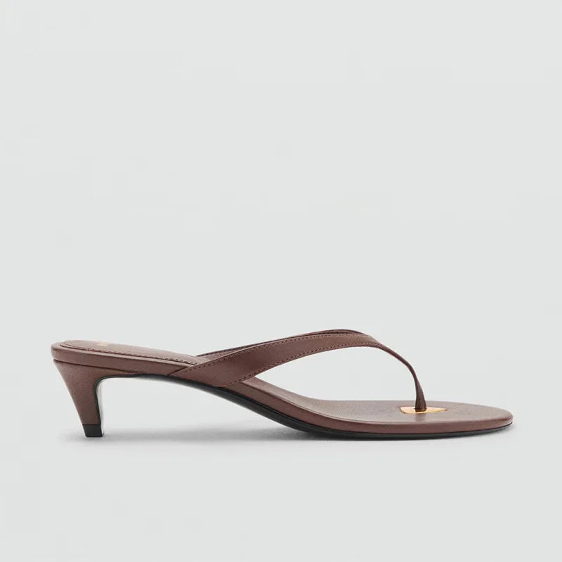 Heel Flip Flops Women High Heeled Sandals Brown