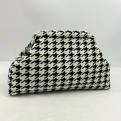 New high-end multi-functional knitted houndstooth Shoulder bag