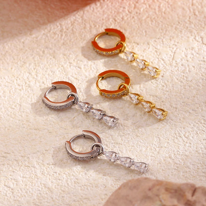 Minimalist Water Drop CZ Hoop Earrings Stainless Steel 18k Gold Plated Women's Earrings High Quality Earring Jewelry