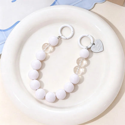 Women's Beaded Wristlet Keychain Bracelet Minimalist Acrylic Beads Phone Case Earphone Cover Strap Hands-Free Cell Phone Charm