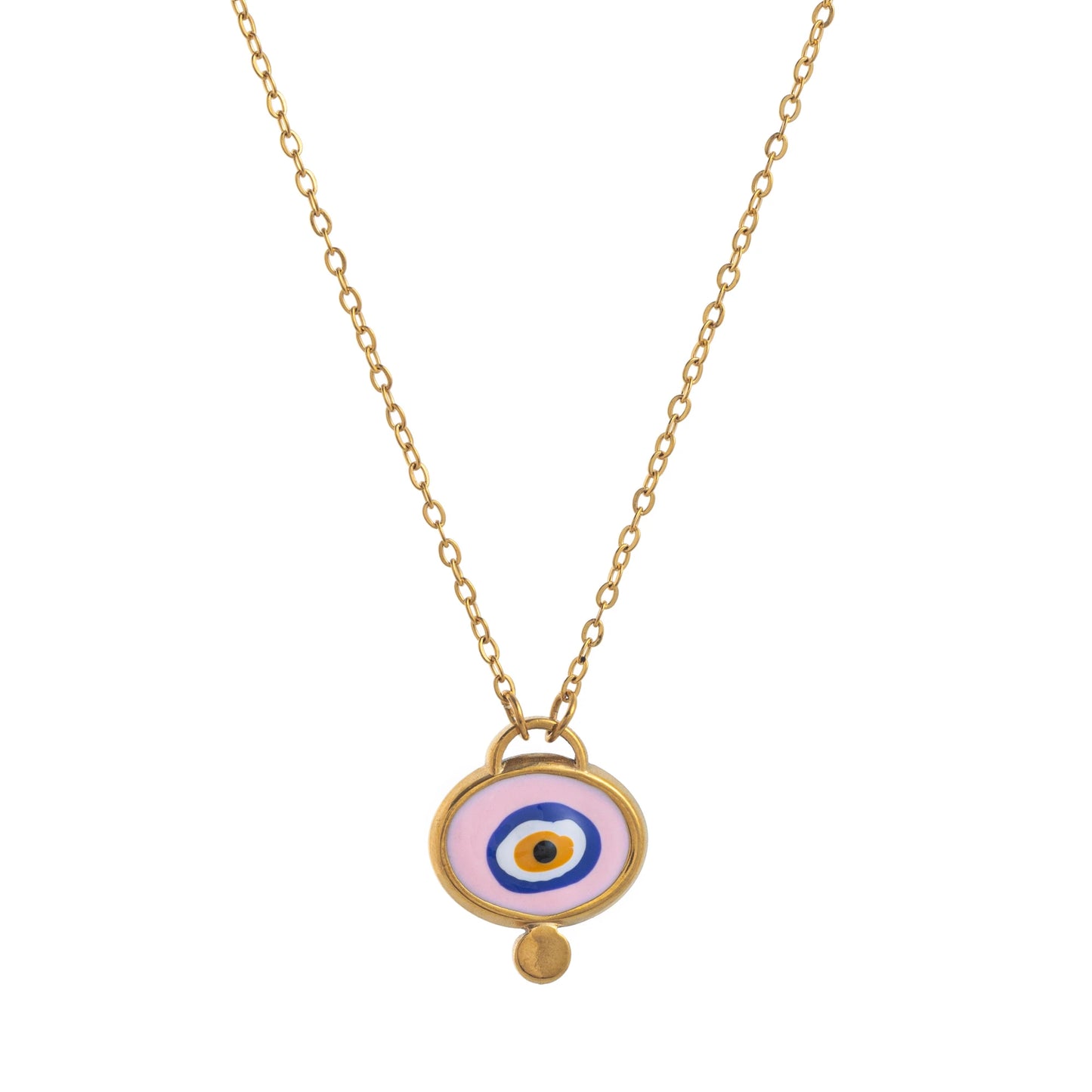Stainless steel eyeball pendant necklace colorful, sweet,gold-plated