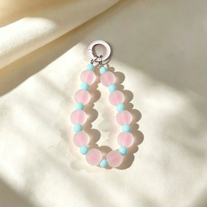 Jelly Colorful Acrylic Beaded Phone Charm Strap Frosted Style Wristlet Lanyard Keychain Pendant for Phone Case Bag Accessories