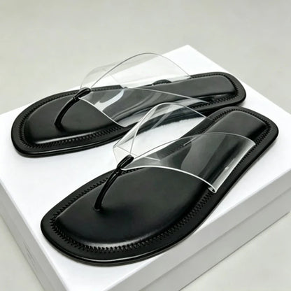 Transparens Flats Women Flip Flops Comfortable Non-slip Clip Toe Slippers Ladies Casual Slides Round Toe