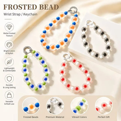 Jelly Colorful Acrylic Beaded Phone Charm Strap Frosted Style Wristlet Lanyard Keychain Pendant for Phone Case Bag Accessories