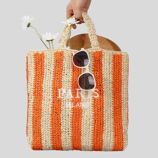 Handbags Summer Striped Straw Bag Candy Color Travel Beach Bag