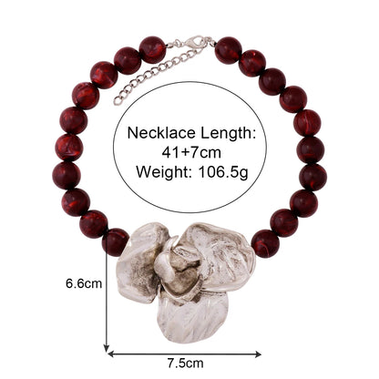 Metal Flower Pendant Necklace for Women