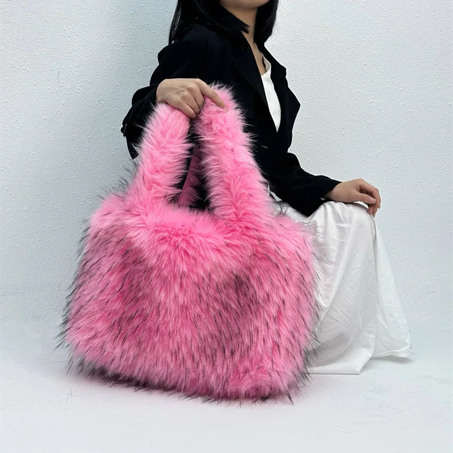 Luxury Faux Mink Fur Bags for Women Handbags