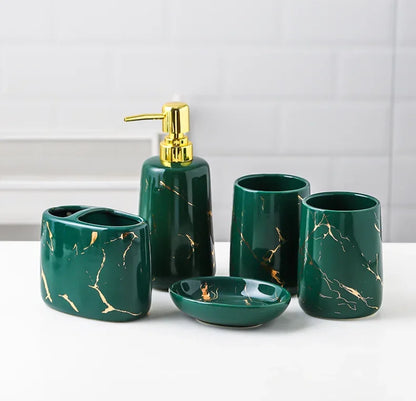 Ceramic Toiletries Bathroom Set Marble Porcelain