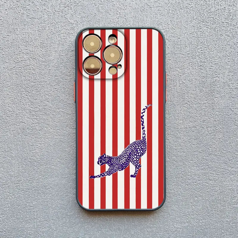 Simplicity Colour Vertical Stripes Cartoon Animals Phone Case for iPhone 16 15 14 Pro Max Plus 13 12 Mini 11 Pro Max XR X Covers