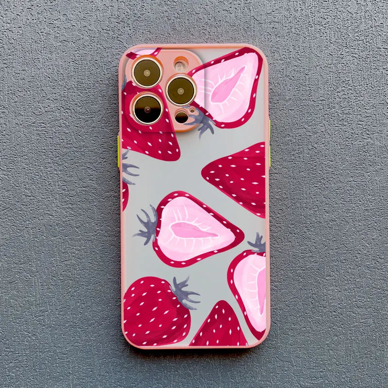 Fruit Lemon Strawberry Blueberries Phone Case For iPhone 16 15 14 11 Pro Max 12 13 Mini Pro Max XS XR X 7 8 15 14 Plus SE2 Funda