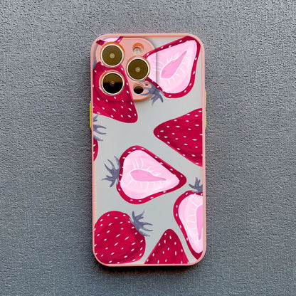 Fruit Lemon Strawberry Blueberries Phone Case For iPhone 16 15 14 11 Pro Max 12 13 Mini Pro Max XS XR X 7 8 15 14 Plus SE2 Funda