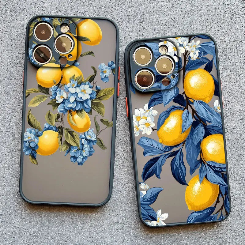 Retro Fruit Lemon Phone Case For iPhone 16 15 14 Pro Max Plus 13 12 11 Pro Max Mini X XS XR 7 8 Plus SE2