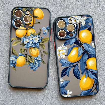 Retro Fruit Lemon Phone Case For iPhone 16 15 14 Pro Max Plus 13 12 11 Pro Max Mini X XS XR 7 8 Plus SE2