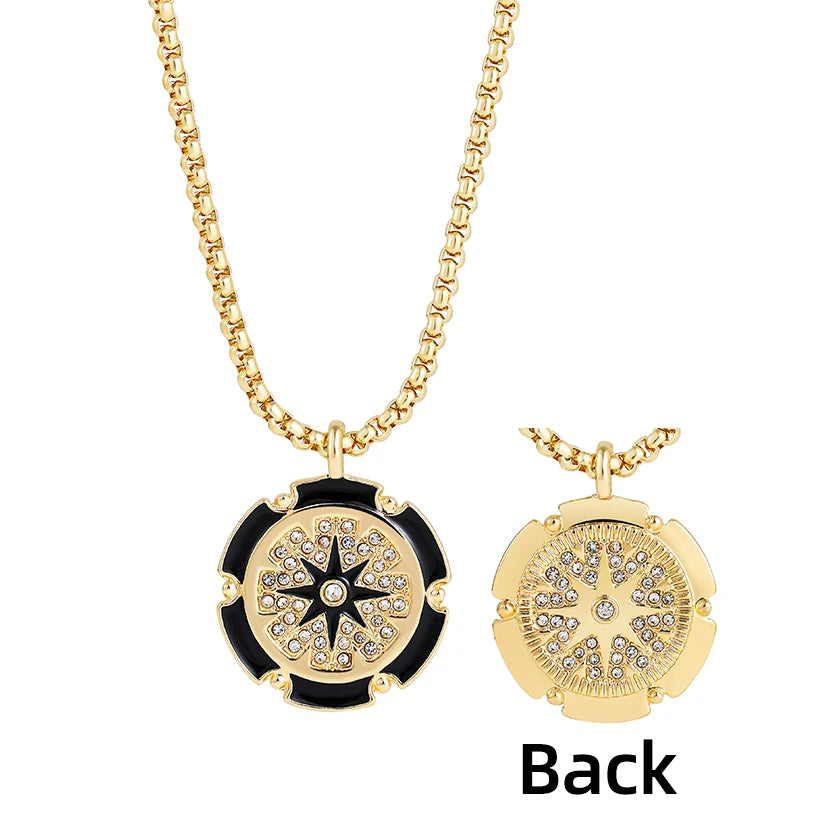 Zodiac Signs Necklace for Women Double Sided Pendant Collar Gold Color Stainless