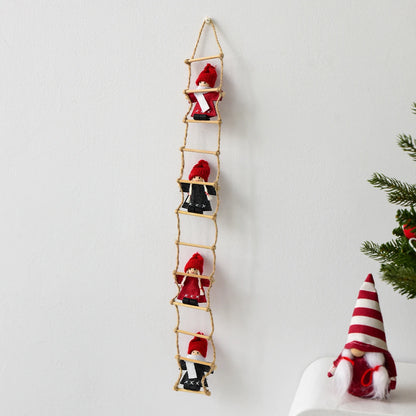 Christmas Wool Felt Figurine Old Man Climbing Ladder Decoration Pendant for Christmas Tree