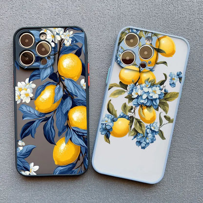 Retro Fruit Lemon Phone Case For iPhone 16 15 14 Pro Max Plus 13 12 11 Pro Max Mini X XS XR 7 8 Plus SE2