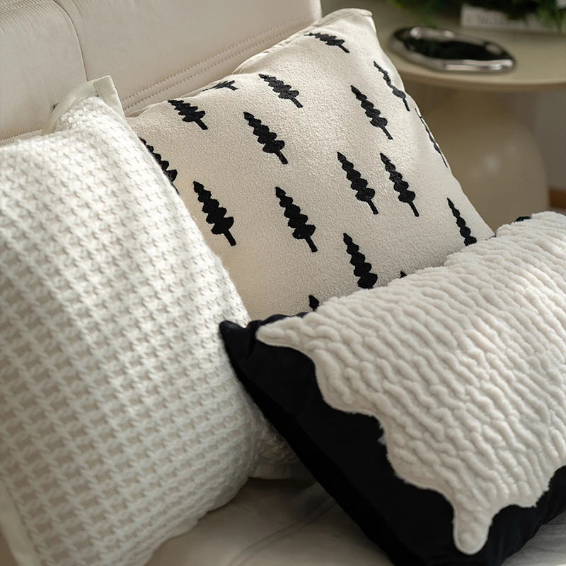 Modern Black and White Cushion Cover Light Luxury