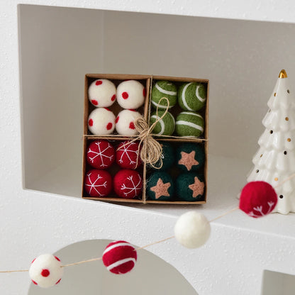 1 Box/16pcs Christmas Wool Balls Hanging Decorations Christmas