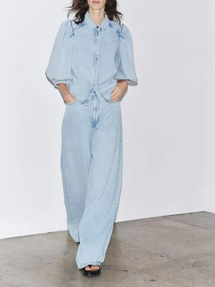 New Arrival Women's Deni Waist Wide Leg Jeans