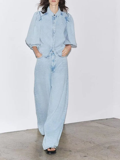 New Arrival Women's Deni Waist Wide Leg Jeans