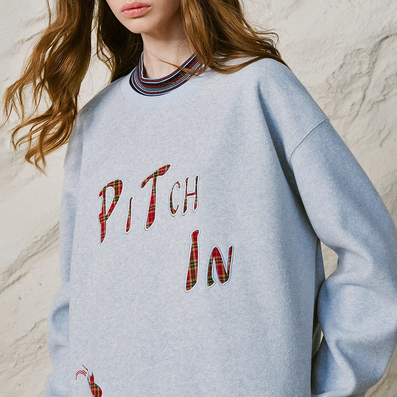 Women Sweatshirt New Striped Stand Collar Warm Loose Top