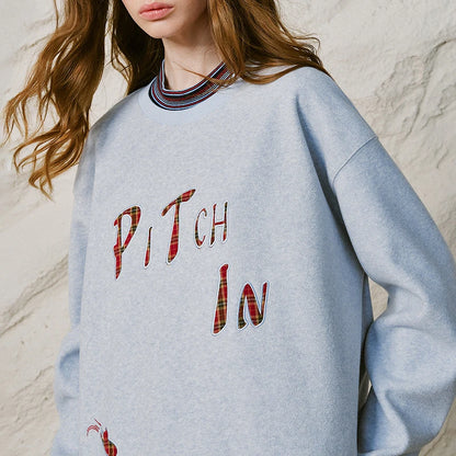 Women Sweatshirt New Striped Stand Collar Warm Loose Top