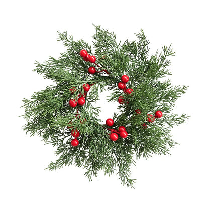 1 Christmas Wreath Candle Holder Fir Leaf & Red Berry Wreath