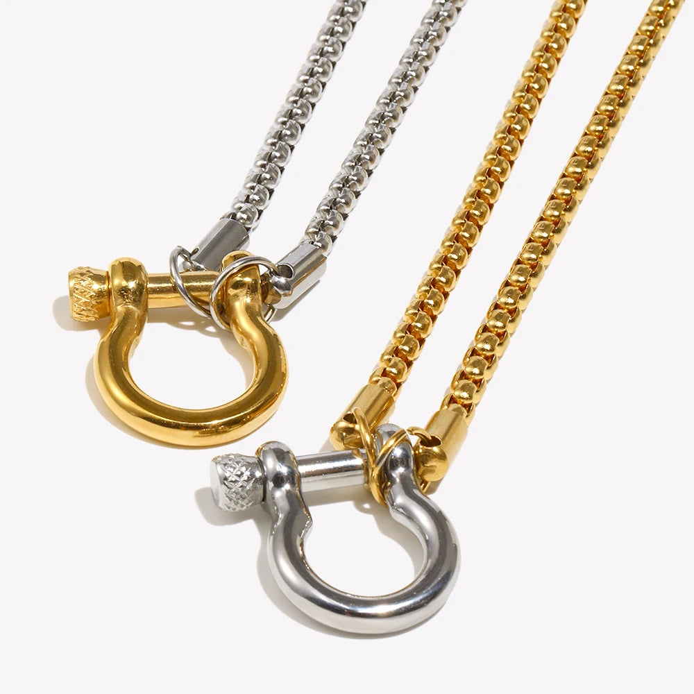 Mixed Color Square Pearl Chain Lock Pendant Necklace For Women Girls DIY Neck Jewlery Accessories