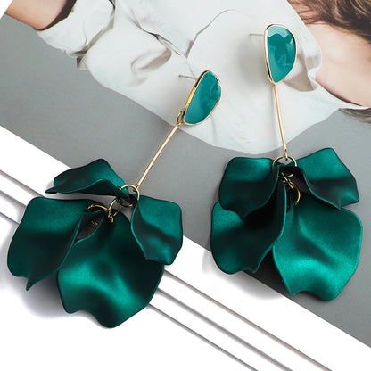 Romantic Sweet Acrylic Petal Long Dangle Drop Earrings For Women Girl Trend Luxury Fairy Grunge Pendant Jewelry Accessories