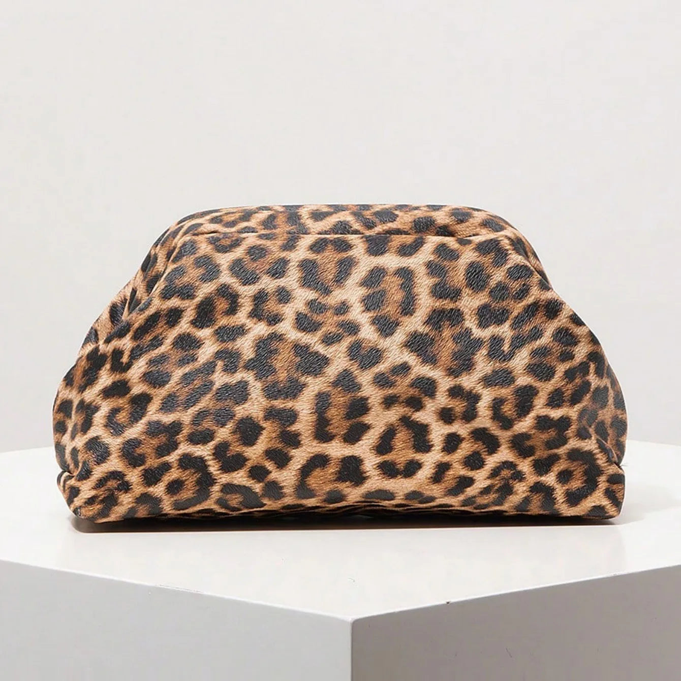 Vintage Leopard Print Clutch Bag Trend Women's Soft Pleated Large Capacity Multi-functional Portable Storage Retro Style