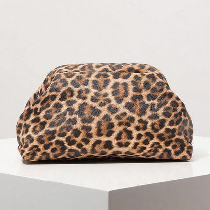 Vintage Leopard Print Clutch Bag Trend Women's Soft Pleated Large Capacity Multi-functional Portable Storage Retro Style
